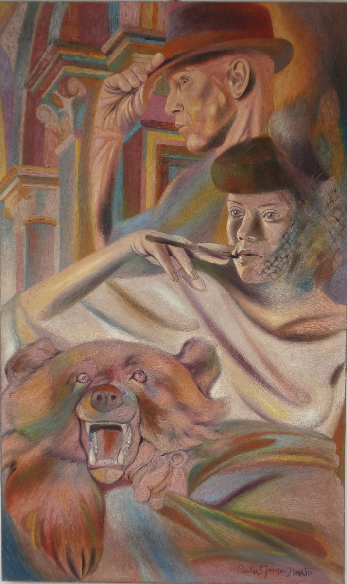 Expressive Portrait Oil Painting By Paola Imposimato, 24 X 39", A Special Friendship, Original Artwork