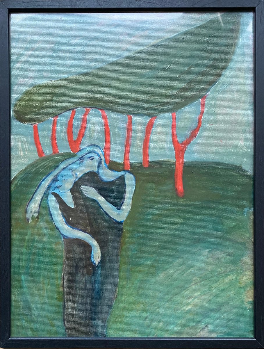 Impressionistic Portrait Oil Painting By Liubov Ro, 12 X 16", Lovers, Original Artwork