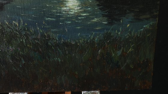 The Lunar Night - original summer landscape, painting