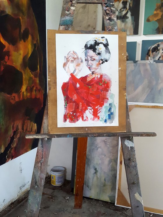 figure in red kimono 10-8-19