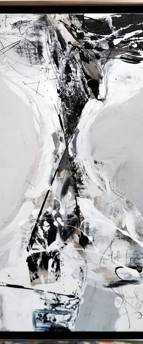Black And White Spontaneous Gestural Still Life By O KLOSKA by Kloska Ovidiu