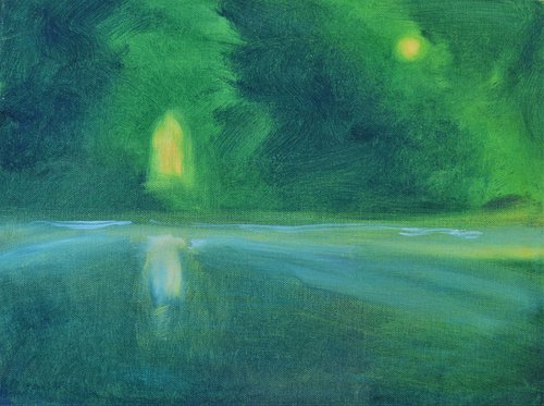 Distant Lights over Water, Early Evening by Claire Mercer