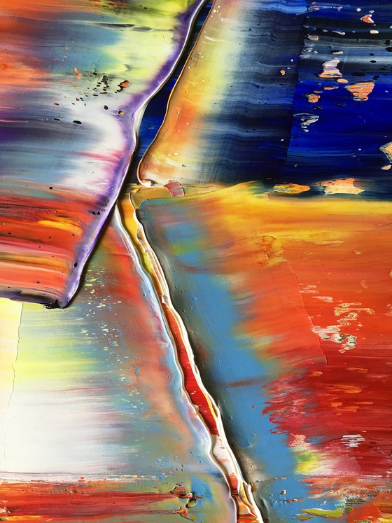 "Seeing All The Angles" - FREE USA SHIPPING - Original PMS Abstract Triptych Oil Paintings On Canvas - 64" x 24"