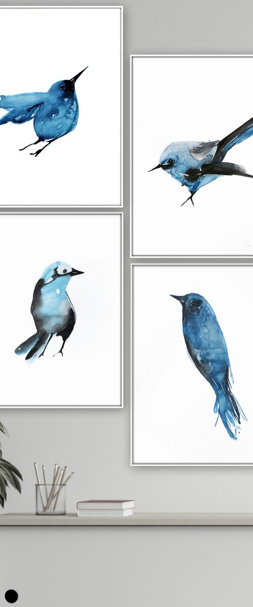 Set of 4 Bird Artworks. by Nadia Moniatis