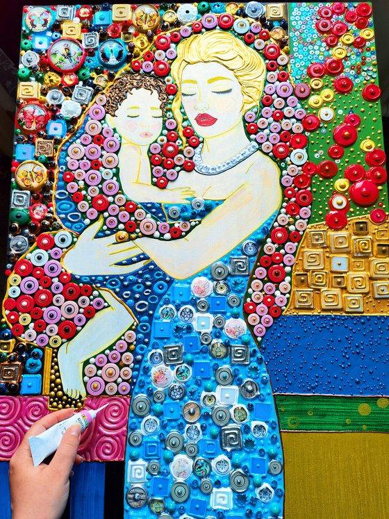 Mother and son (Klimt inspired). Mosaic love gift