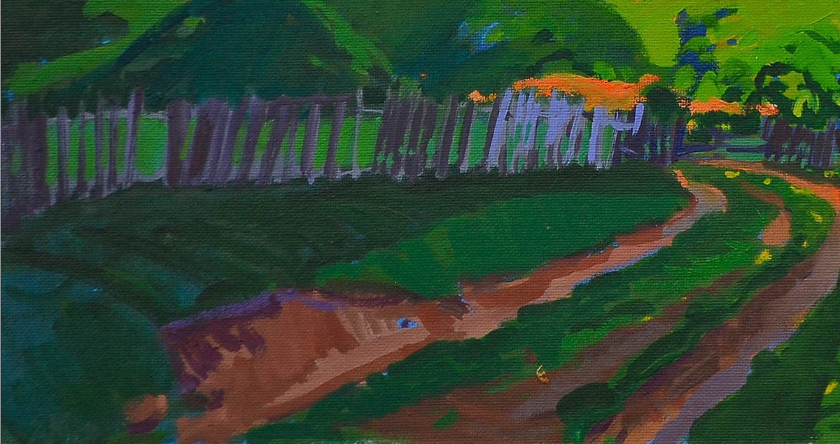 Impressionistic Landscape Oil Painting By Alexander Shandor, 31 X 16, Shadow Of The Carpathians, Original Artwork