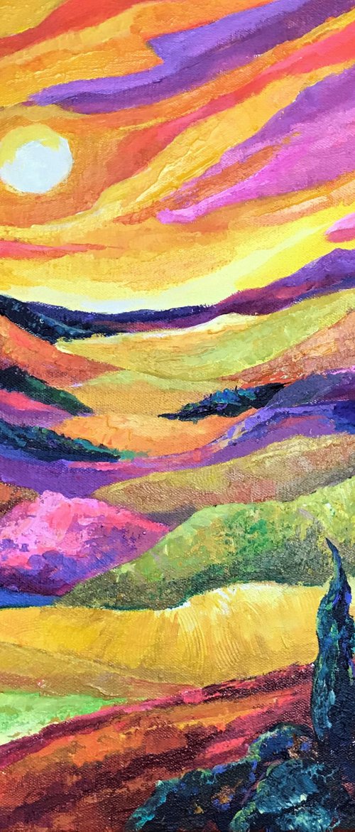 Colours of the Sun  -landscape painting by Colette Baumback