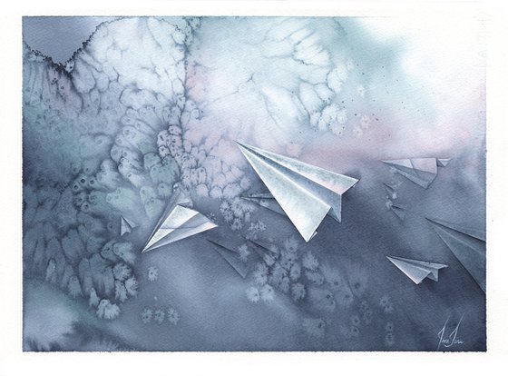 Promises VII - Paper Plane Watercolor