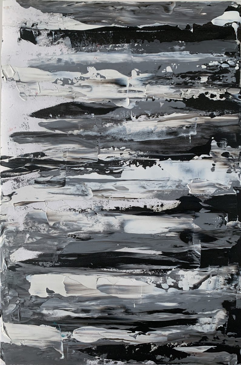 Abstract oil painting. Palette knife. Black & white abstract. by Vita Schagen