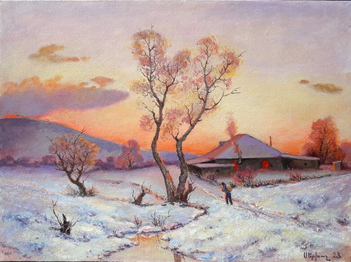 Warm winter (60X80cm, oil painting, ready to hang) by Sergey Xachatryan
