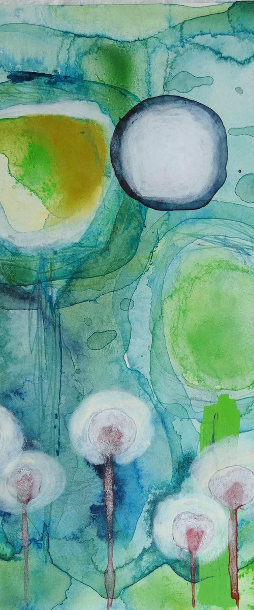 Green Spring Forest - abstract watercolor by Sara Rodighiero