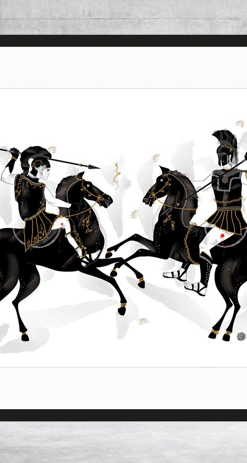 Achilles assailed Hector Battle - Troy - Epic - Mytology - Iliad - Horses - Troyan War by Artemisia