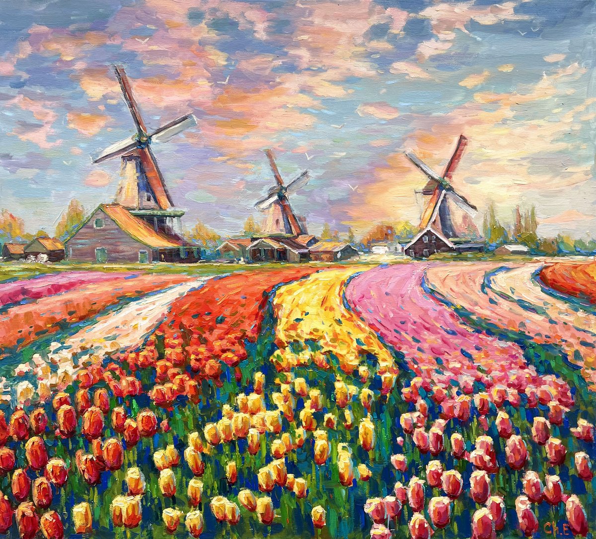 Field Of Tulips By Evgeny Chernyakovsky, 35 X 31, Artwork For Sale On Artfinder