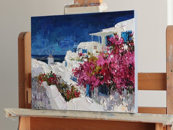 Bougainvillea in Santorini, Greece