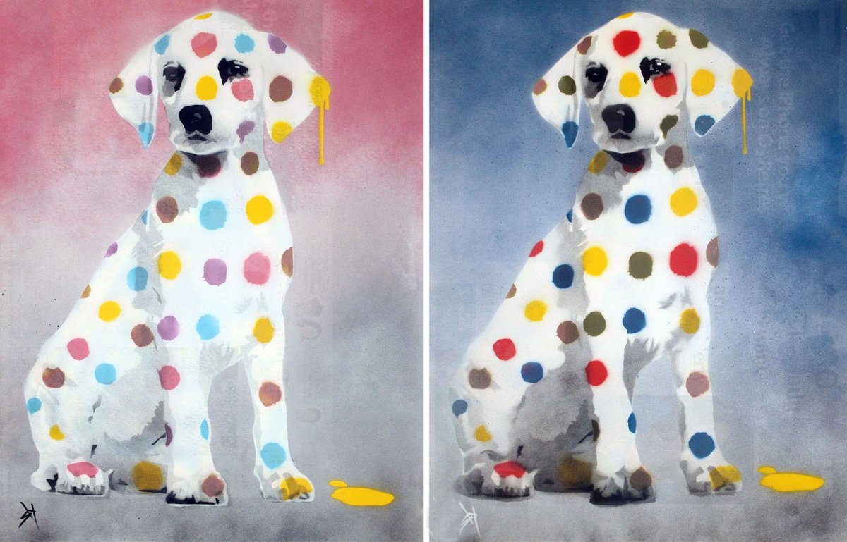 Urban And Pop Painting , His &Amp; Her Dawgs (U). By Juan Sly, 48 X 26, Artwork For Sale On Artfinder