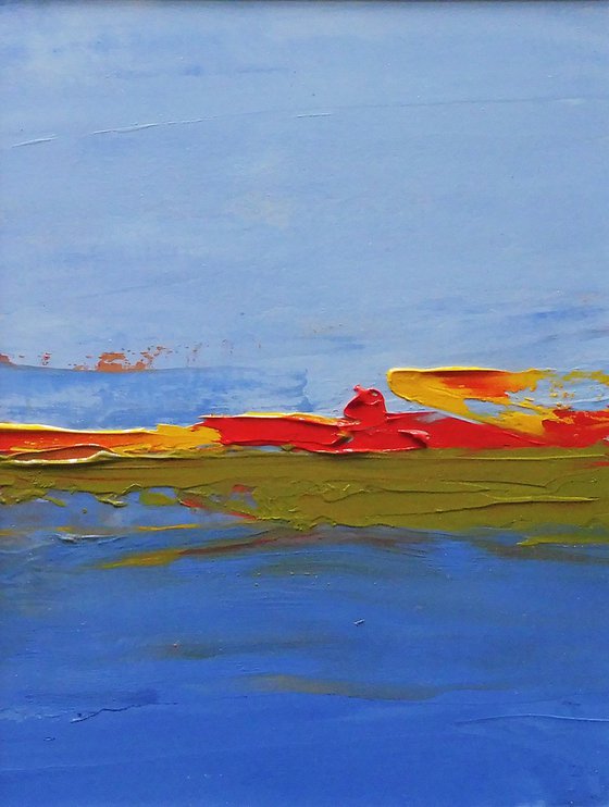 SUNSET RHOSCOLYN HEADLAND ANGLESEY. Small Original Abstract Landscape Oil Painting.