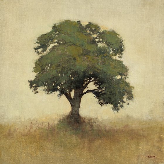 Oak Tree 220529, Tonal oak tree impressionist painting