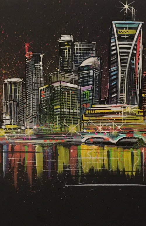 Singapore Skyline at night by John Curtis