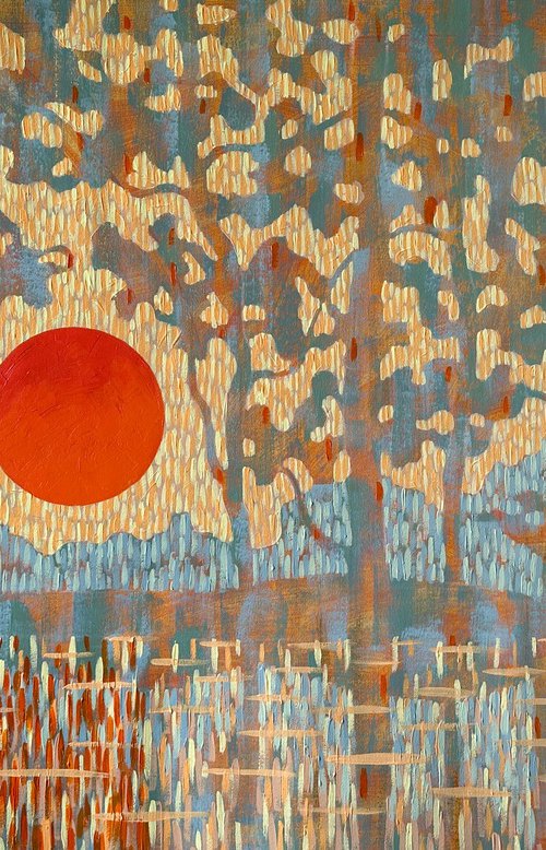 Sunset Over the Forest Lake by Ekaterina Prisich