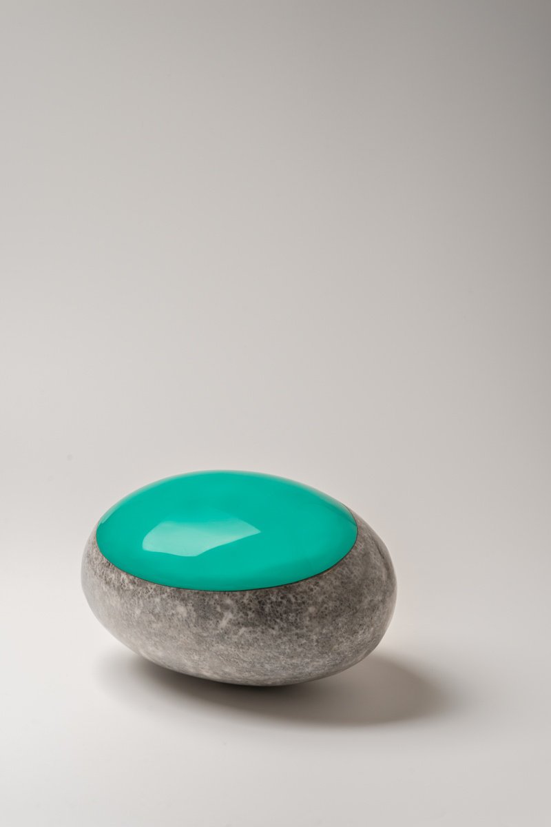 Abstract Stone Sculpture By George Tilelis, 8 X 6, Petrol Shingle, Original Artwork