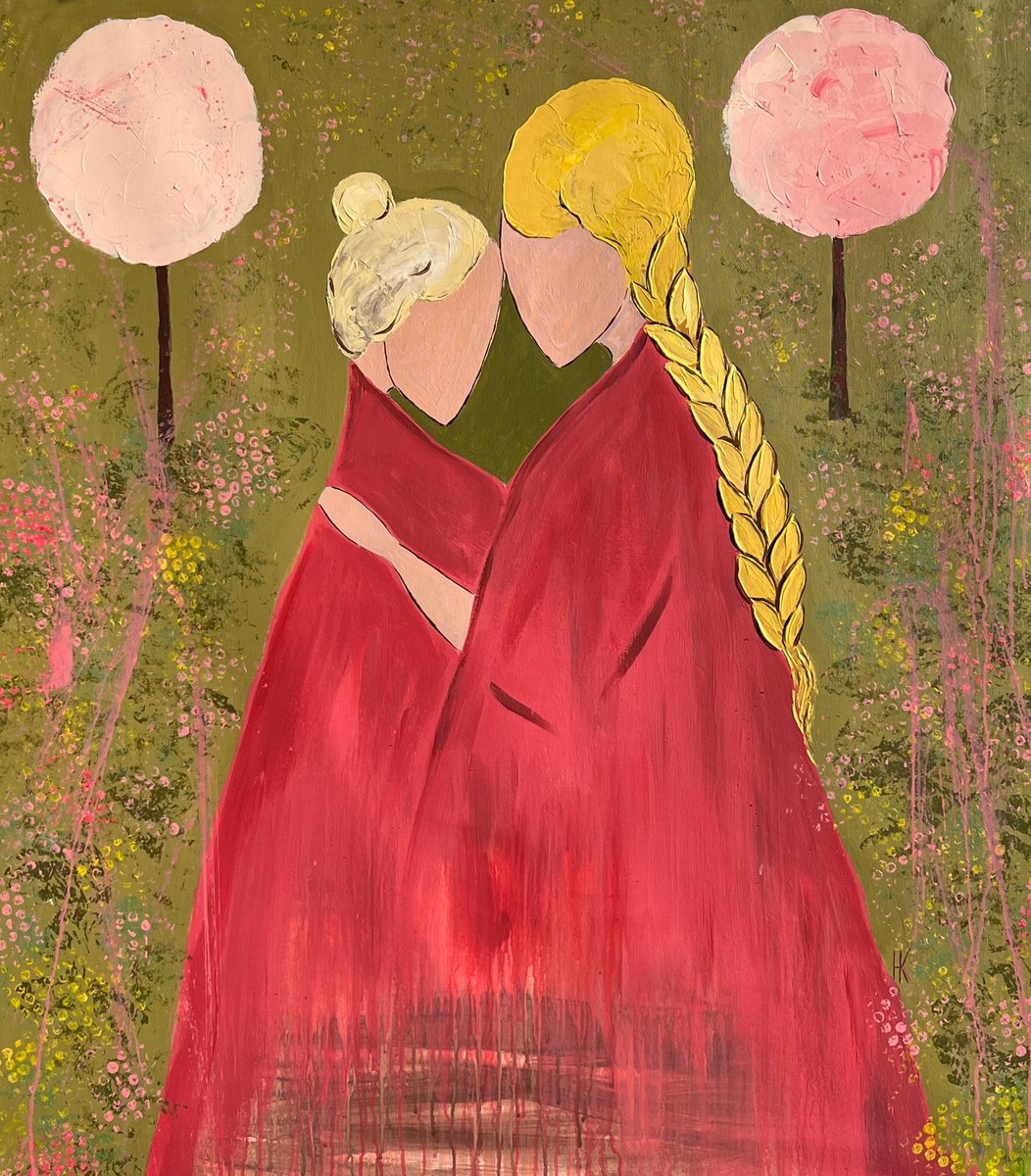  Mother Daughter Painting By Halyna Kirichenko, 35 X 39, Artwork For Sale On Artfinder