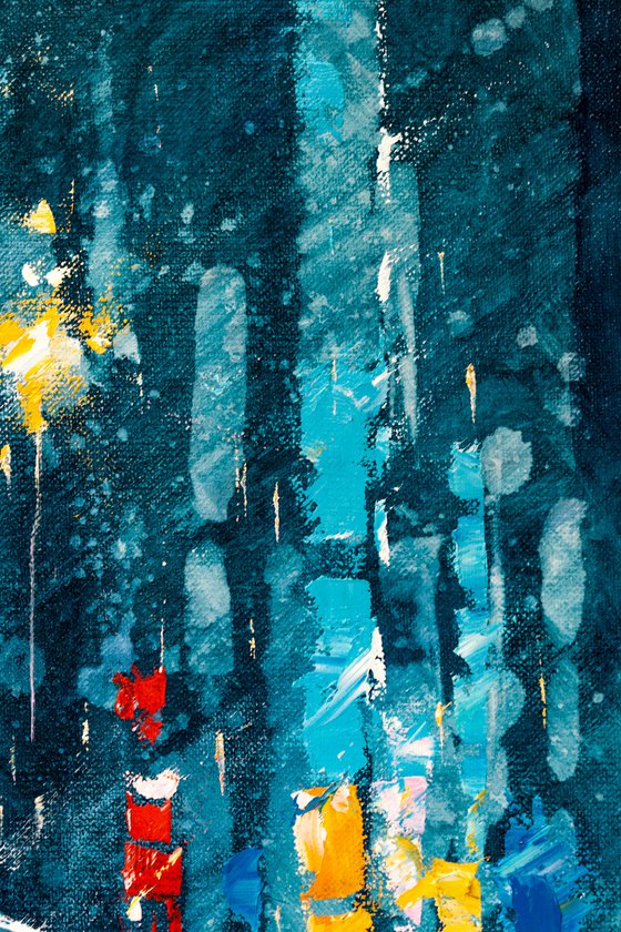 "Night city" Large painting 85x60 cm