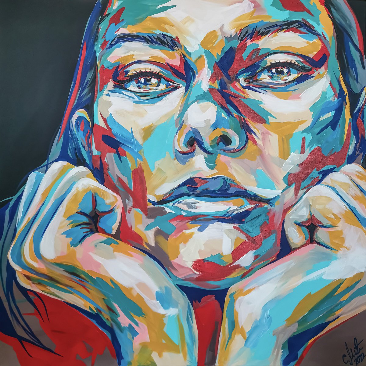 Urban And Pop Acrylic Painting , Entsar By Carographic By Carolyn Mielke, 39 X 39, Artwork For Sale On Artfinder