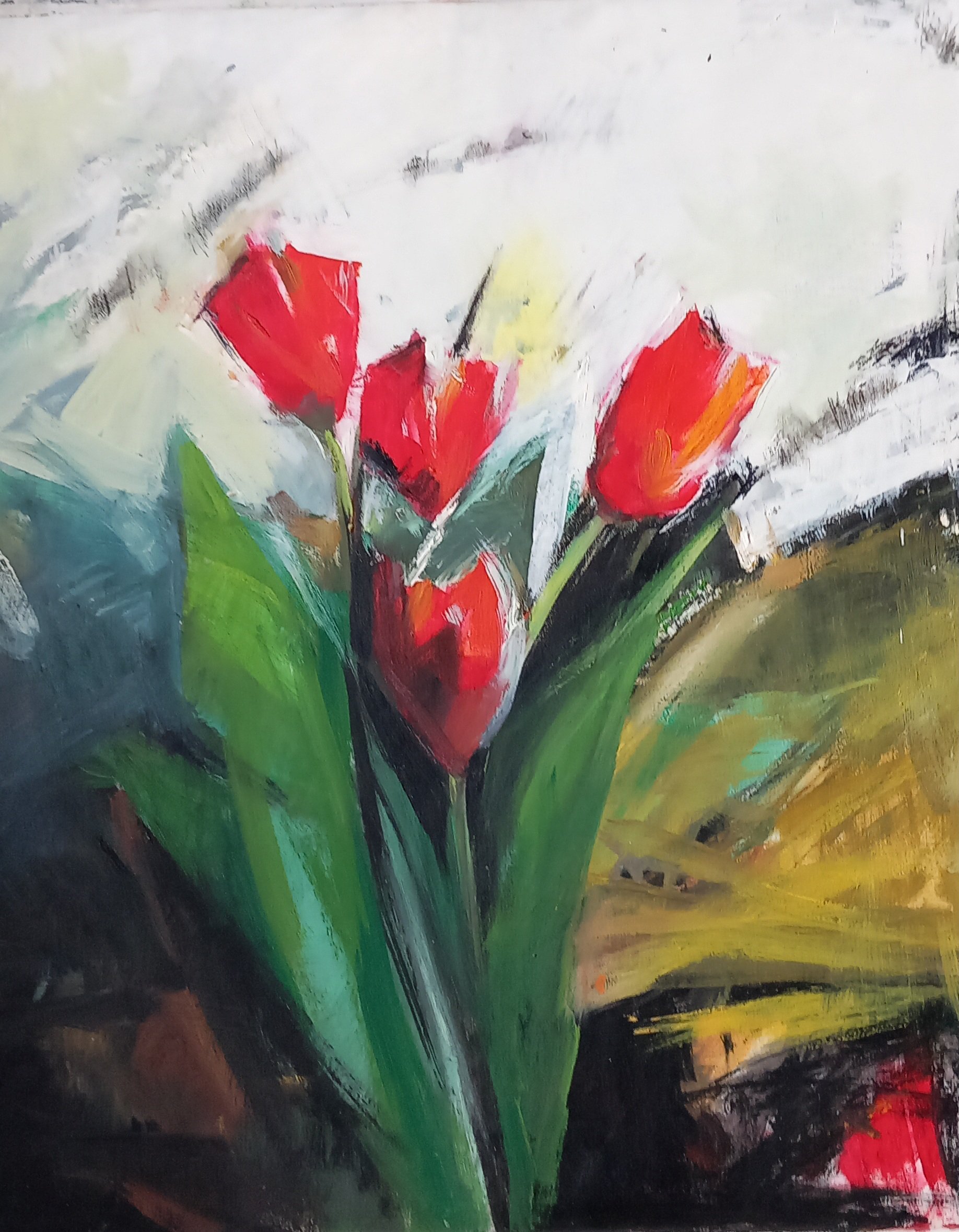 Expressive Oil Painting , Snow Flowers By Boro Ivetic, 20 X 24, Artwork For Sale On Artfinder