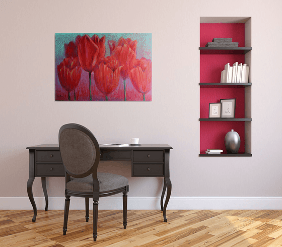 Red Tulips on Red