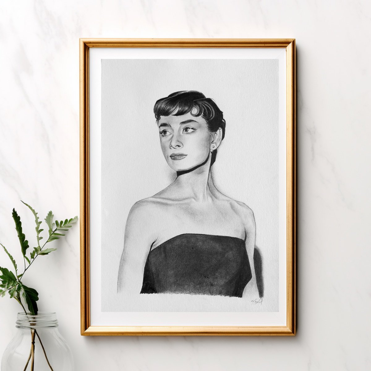 Photorealistic Portrait Pencil Drawing By Amelia Taylor, 8 X 12, Audrey Hepburn, Original Artwork