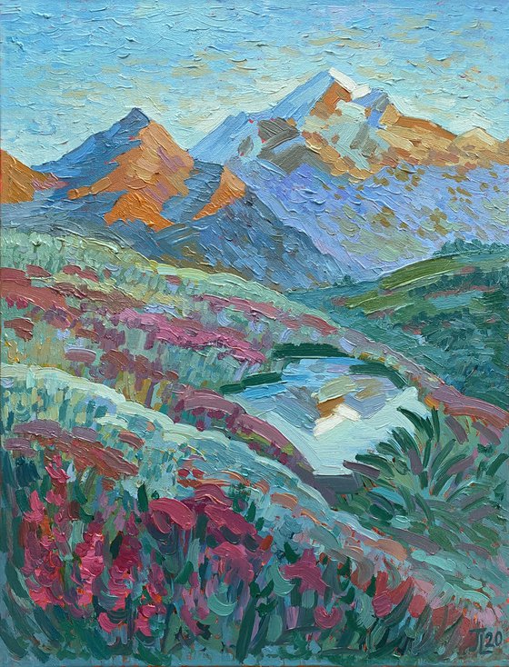 Mirror of The Soul Mountain Impressionistic Oil Landscape