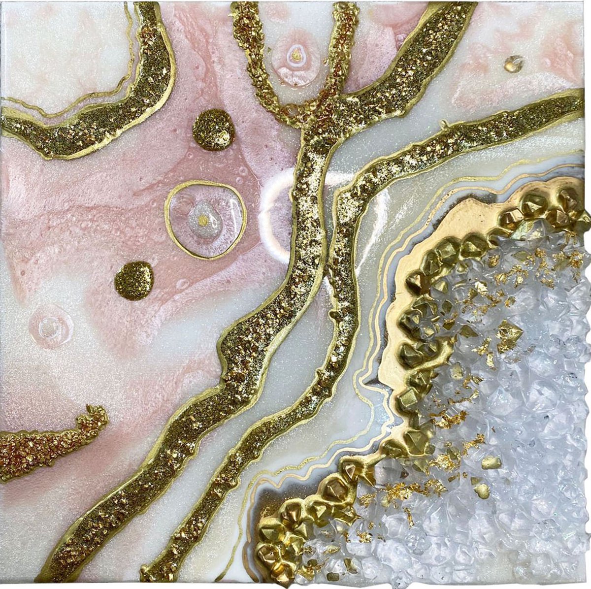 Artistic Decoration Made Of Golden Resin. Epoxy Resin Paint