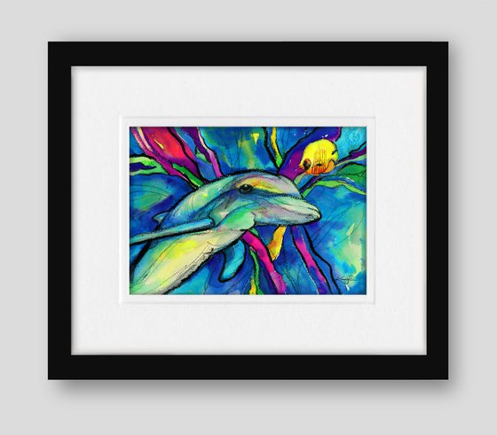 Sea Friends 2 - Dolphin & Fish Painting by Kathy Morton Stanion