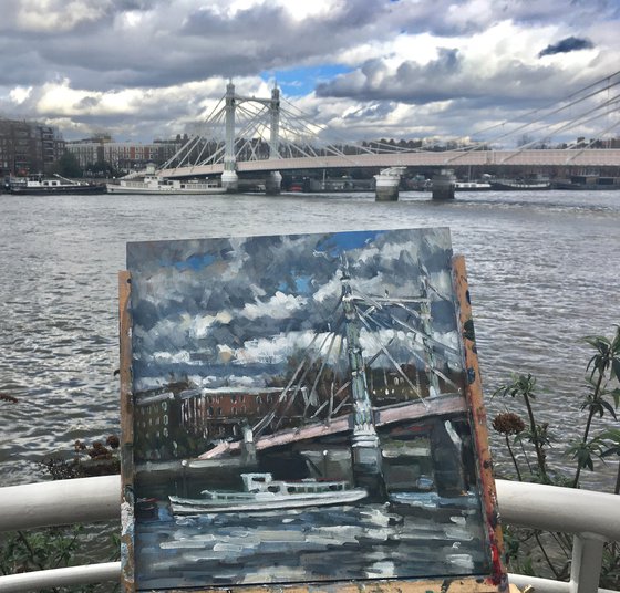 Albert Bridge and winter clouds