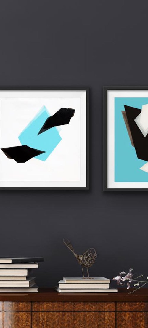 Three Geometric Color 3 - Diptych by Catia Goffinet