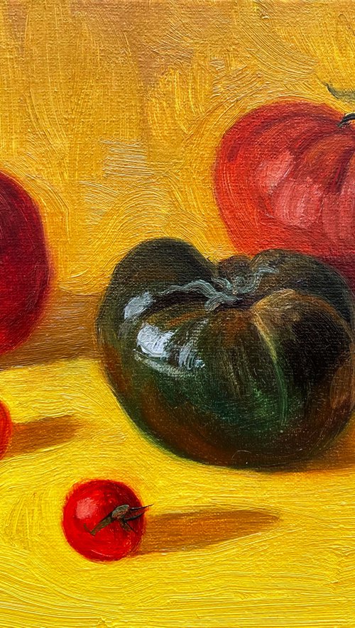 Still life with tomatoes by Elina Arbidane