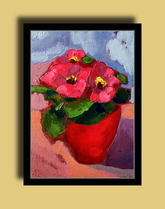 Flowers In Red Pot