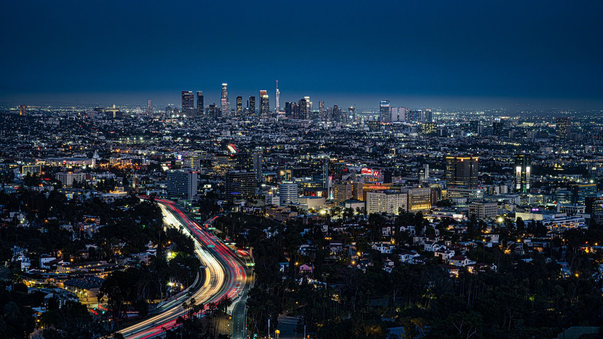 Photorealistic Cityscapes Photograph By Harv Greenberg, 43 X 24, Los Angeles After Dark, Original Artwork