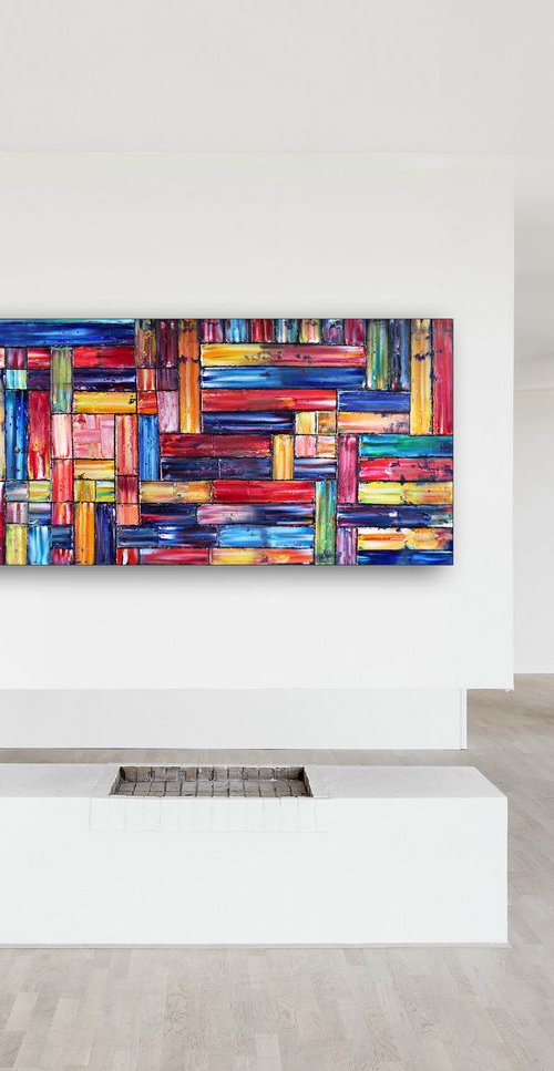 "Crossroads" - FREE SHIPPING to the USA - Large Original PMS Oil Painting On Wood - 48 x 24 inches by Preston M. Smith (PMS)