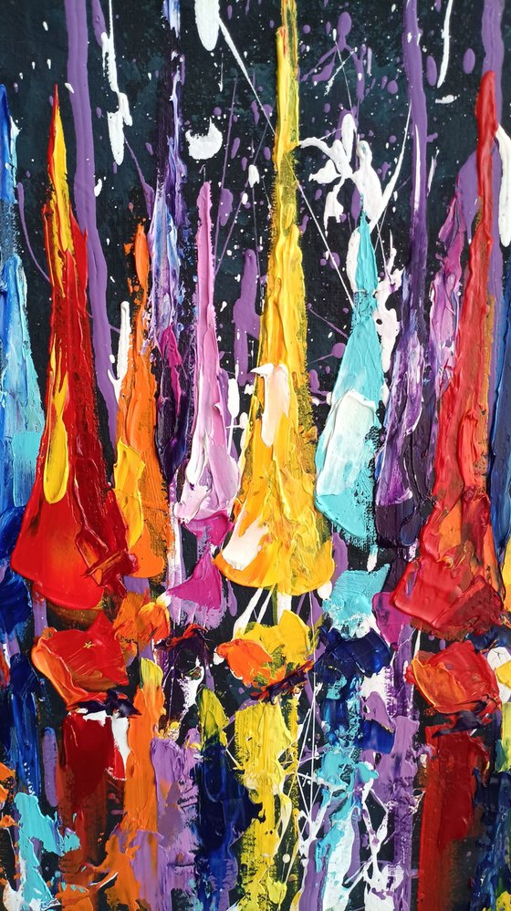 Yacht racing in bright colors