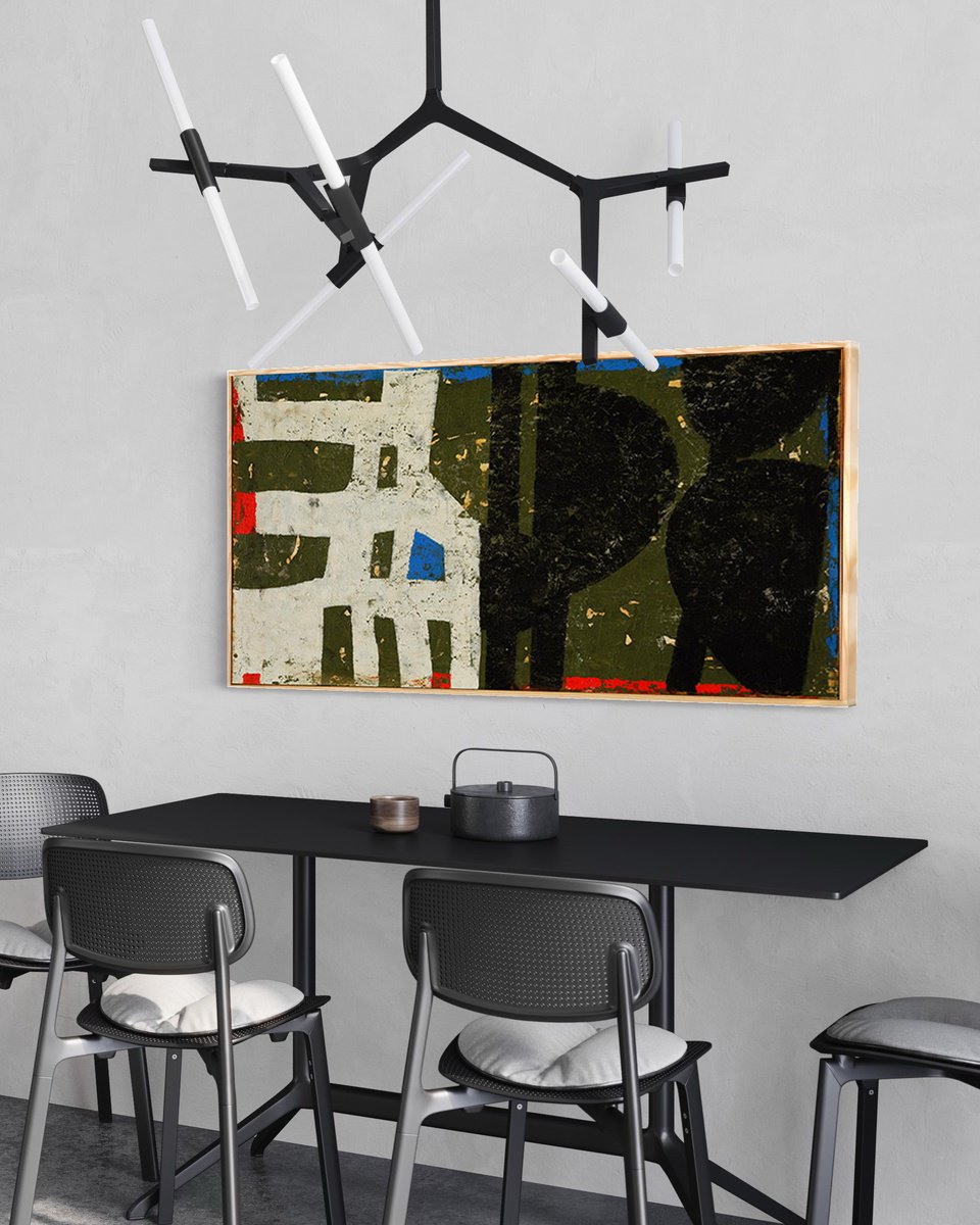 Abstract Acrylic Painting By Bo Kravchenko, 49 X 25, Modern Tribe Art, Original Artwork