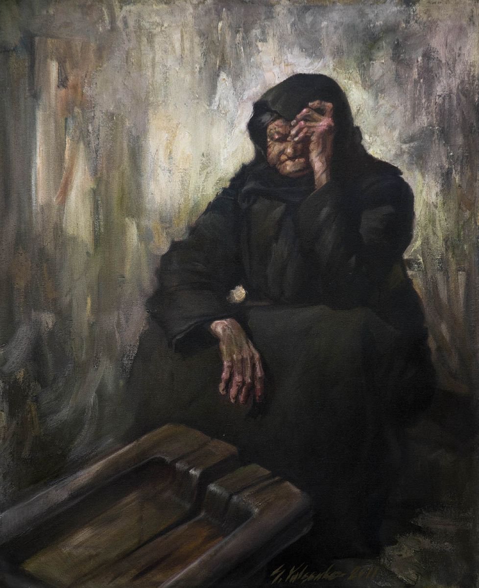 Old woman with nothing by Sergei Yatsenko