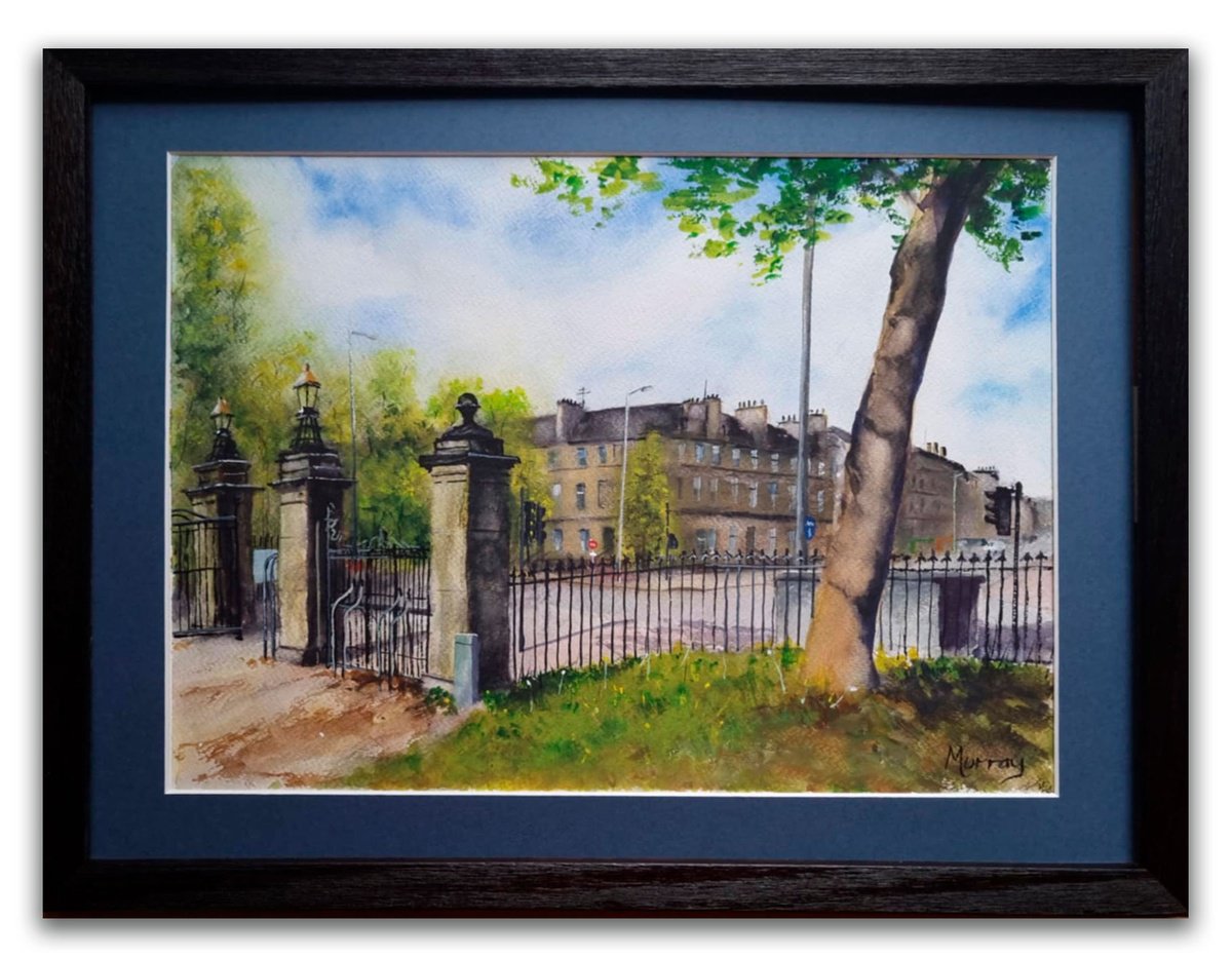 Landscape Watercolour By Stephen Murray, 20 X 15", Glasgow Queens Park, Original Artwork