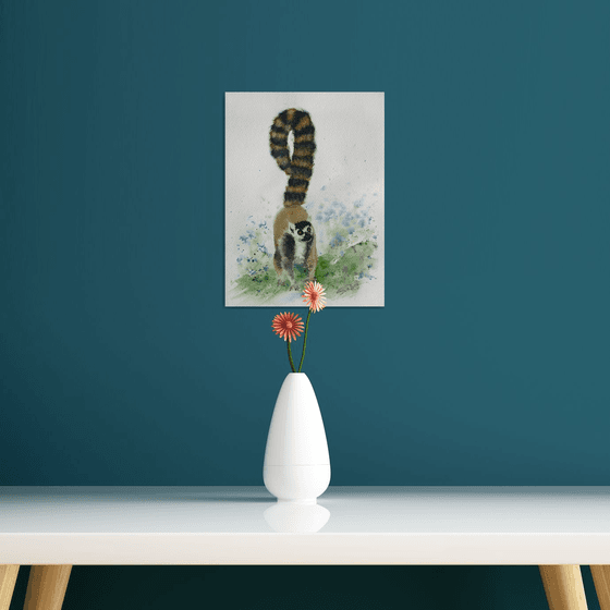 Lemur I - Animal portrait /  ORIGINAL PAINTING