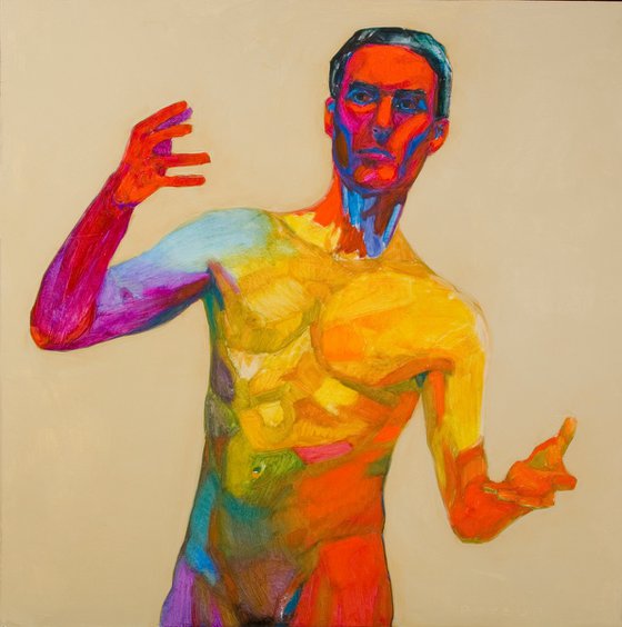 modern pop art nude of a man