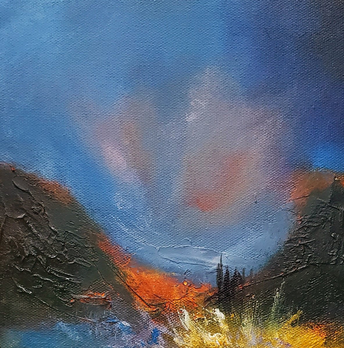Impressionistic Landscape Acrylic Painting By Niyati Jiwani, 8 X 8", New Dawn, Original Artwork