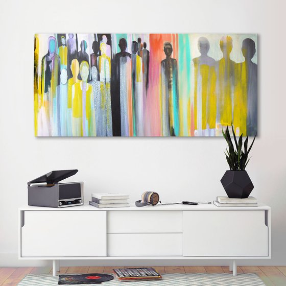 Tous ensemble - All together (contemporary semi abstract painting)