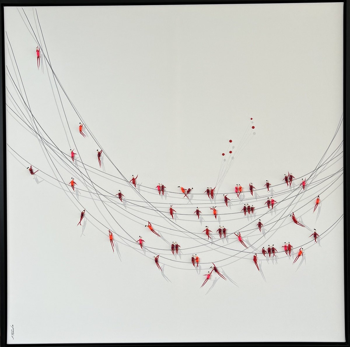 Abstract Portrait Acrylic Painting By Eka Peradze, 40 X 40, Freedom Acrobats Eka Peradze, Original Artwork