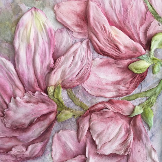 Pink magnolias sculpture painting