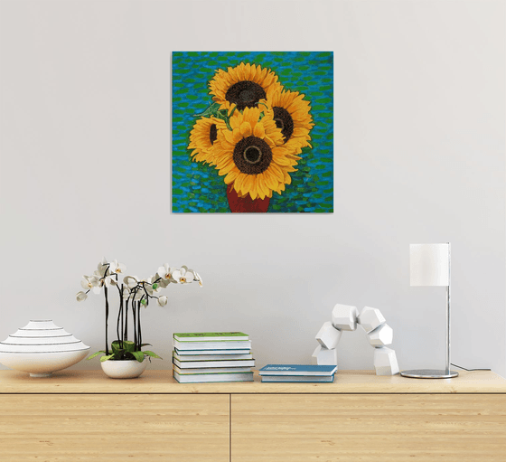 Sunflowers against Green